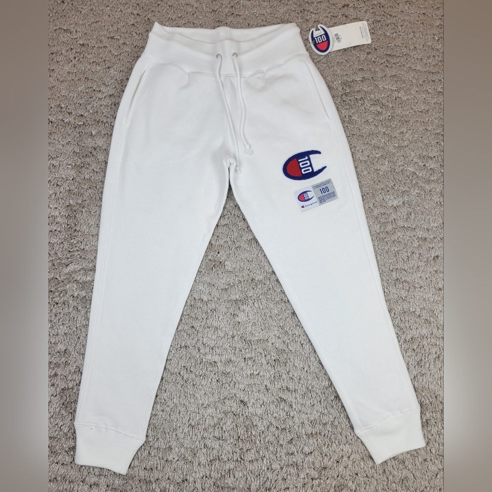 Champion "100" Logo Sweatpants White SzMedium Brand New 👍🏽